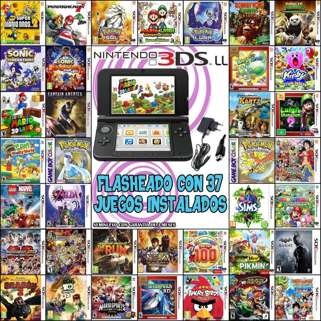 Nintendo 3DS con 37 juegos instalados