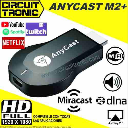 Anycast M2+ Chromecast Proyector Pantalla Tv Miracast Dongle