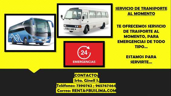 Servicio de transporte al momento en Lima