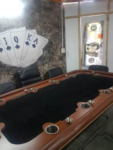 Mesa De Poker De 9 Puestos + 10 Sillas + Fichas