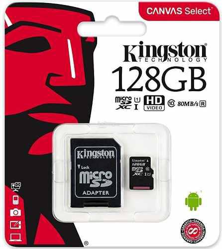 Microsdhc 128gb Kingston C10+adap 80mb/s Original Garantia!!