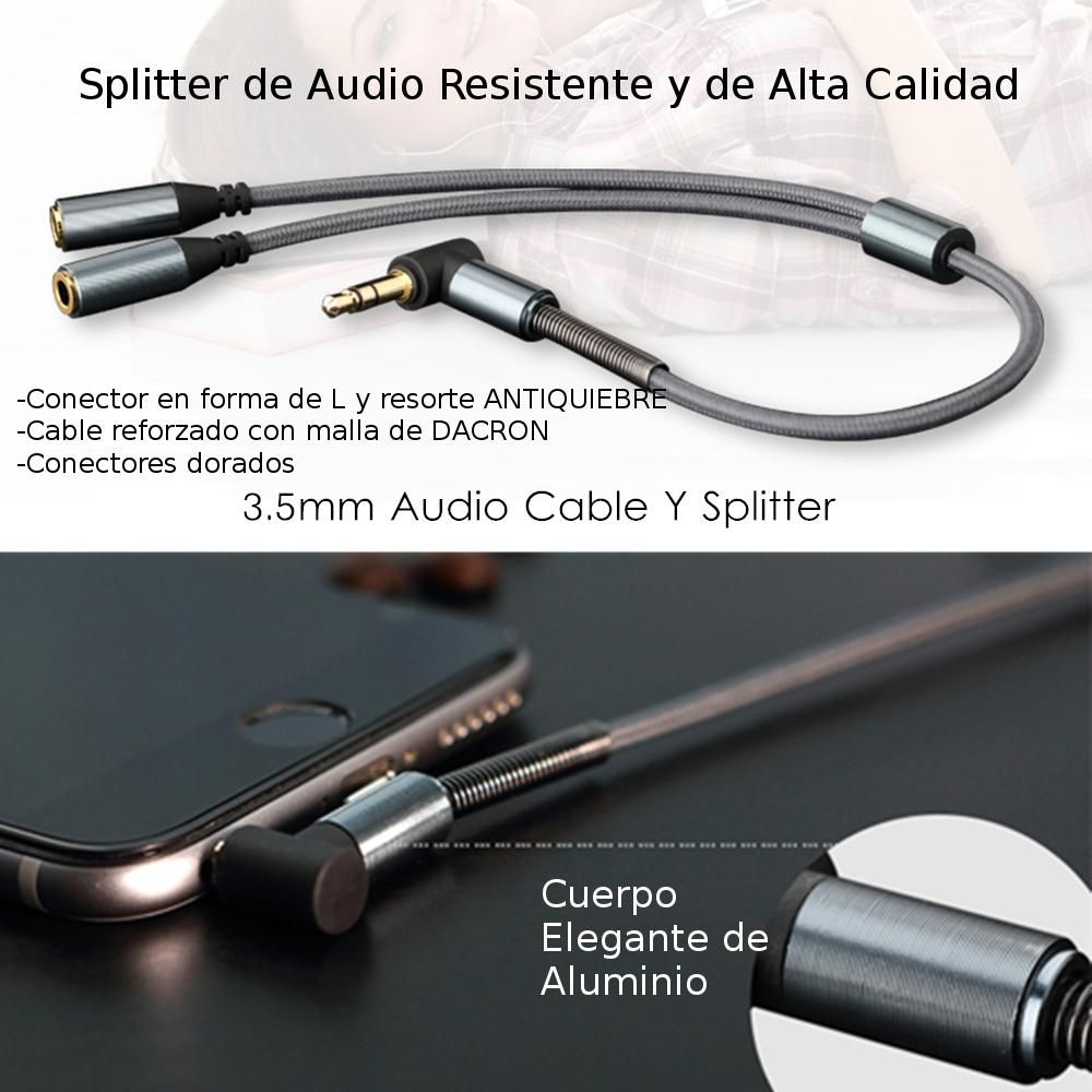 Splitter De 1 A 2 Punta L De Audifono Y Smartphone Durable