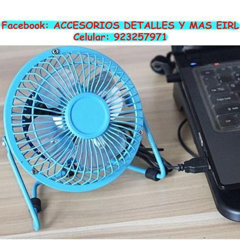 Ventilador portátil con entrada USB.