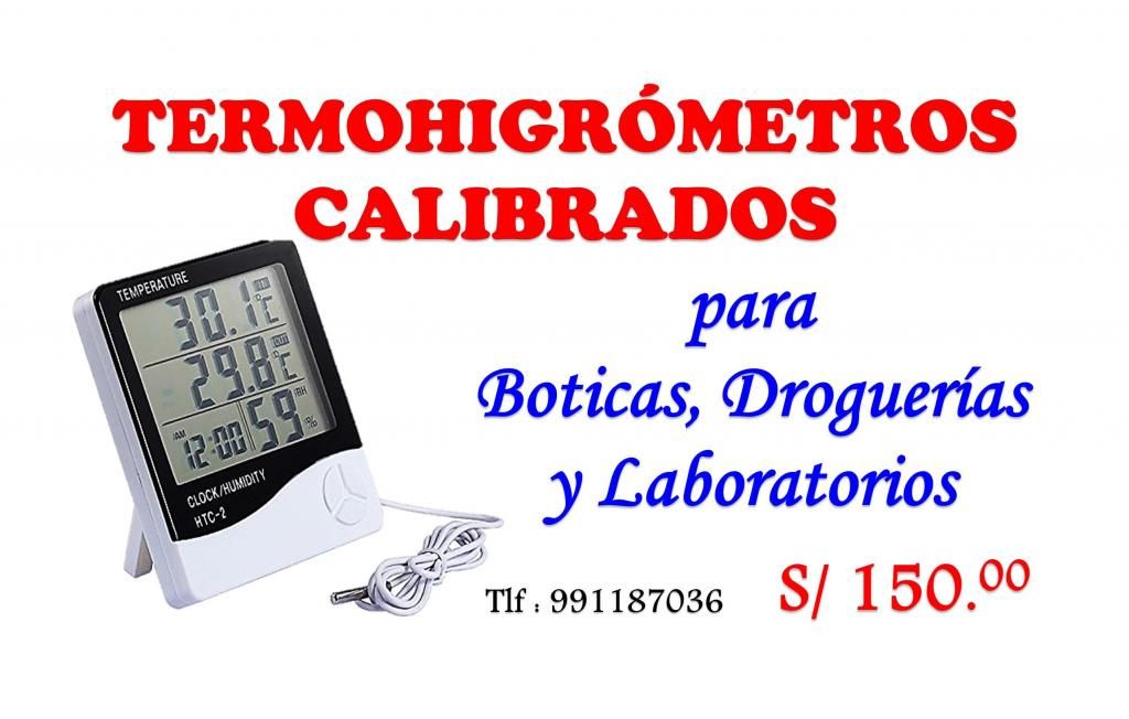 TERMOHIGROMETROS CALIBRADOS PARA BOTICAS, DROGUERIAS Y