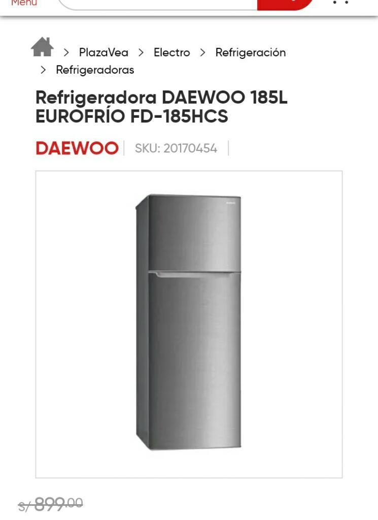 Refrigeradora Daewoo Eurofrio Fd 185 Lt