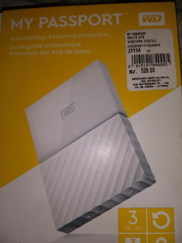 Disco Externo Porttil Wd 3tb white My Passport