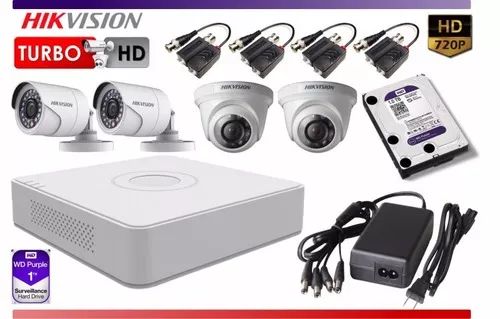 Kit De 4 Cámaras De Seguridad Hd-tvi 720p Hikvision