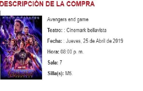 Entrada Avengers End Of Game