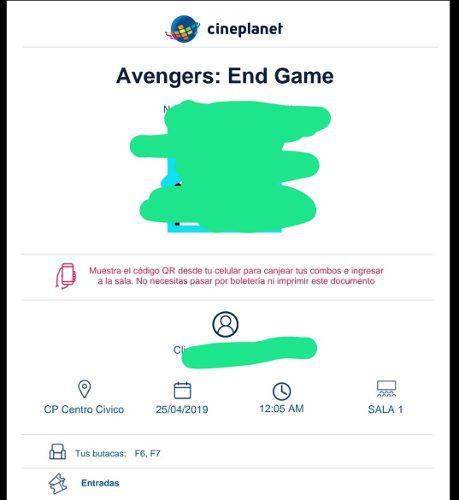 Entradas Avengers Endgame