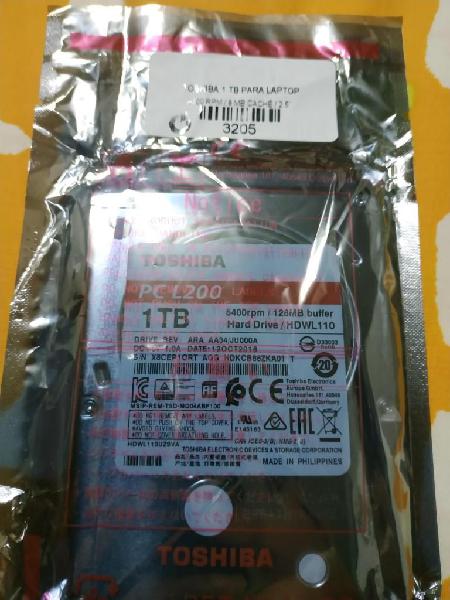 Disco Duro Toshiba L200 de 1TB / Sata, 540 Rpm, 2.5 Laptop