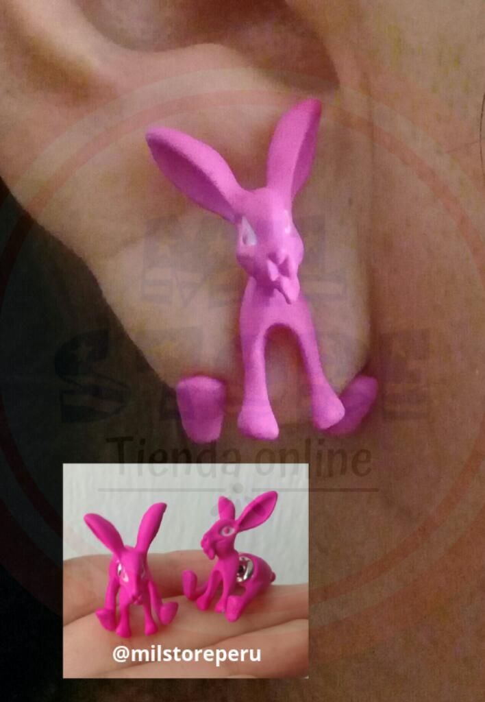 Aretes en 3d Conejitos