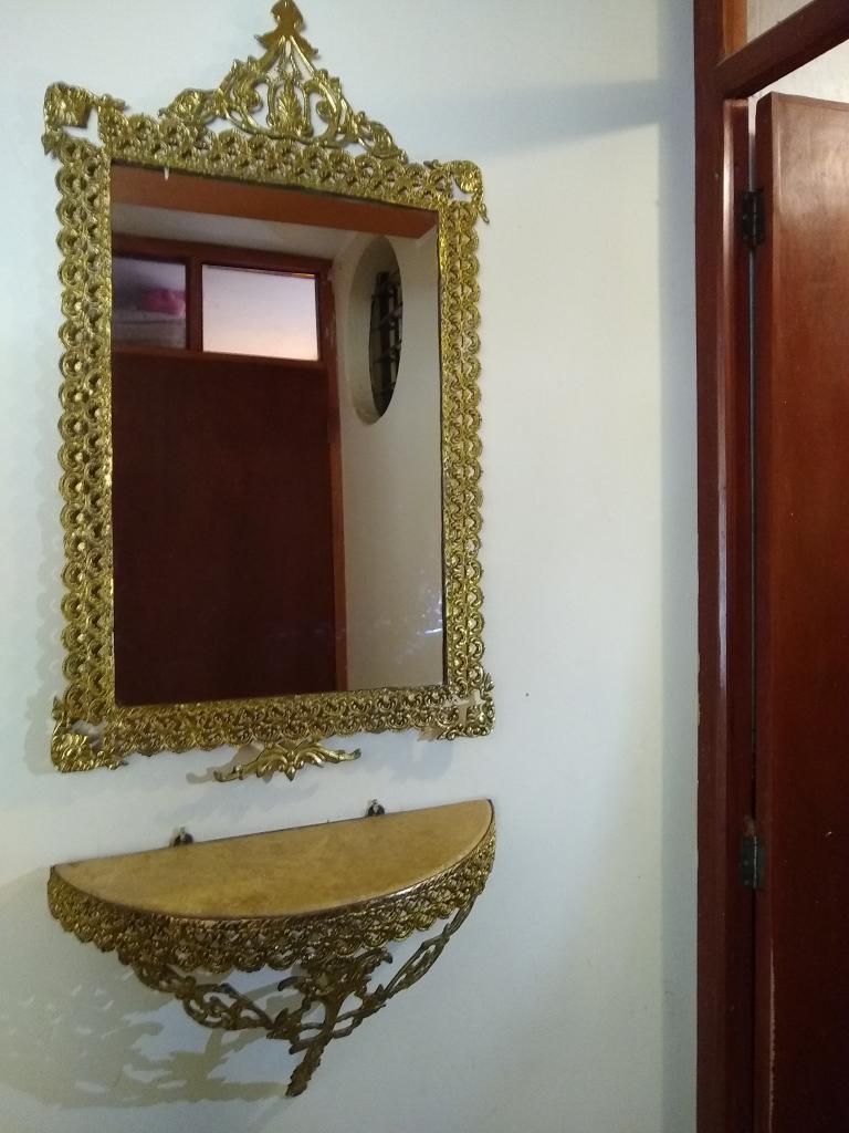 Espejo Antiguo Bronce Consola Marmol