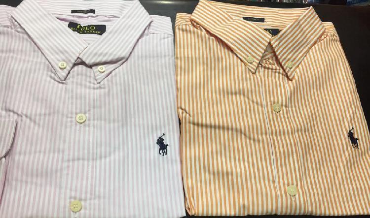 Camisas Polo Ralph Lauren a Rayas Lila Y Naranja Talla Xl