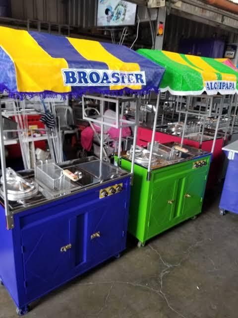 Carrito broaster 2 telmos y envases plasticos