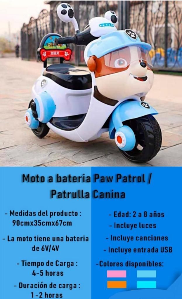 Moto Modelo Paw Patrol, Patrulla Canina