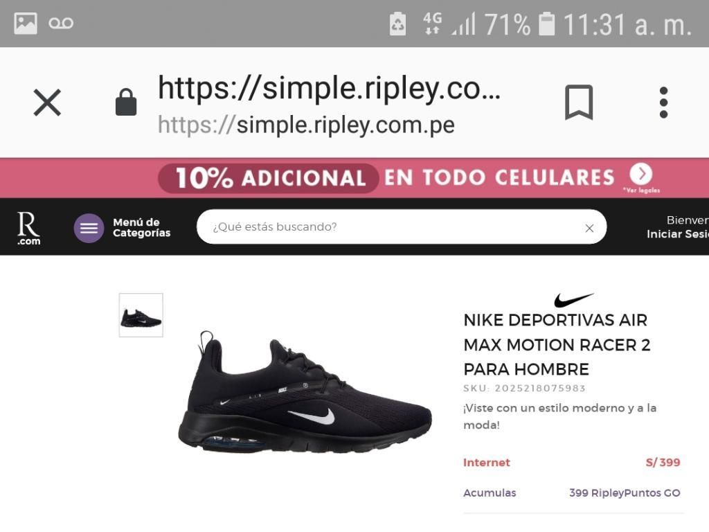Zapatillas Nike Air Max Motion Nuevas Or