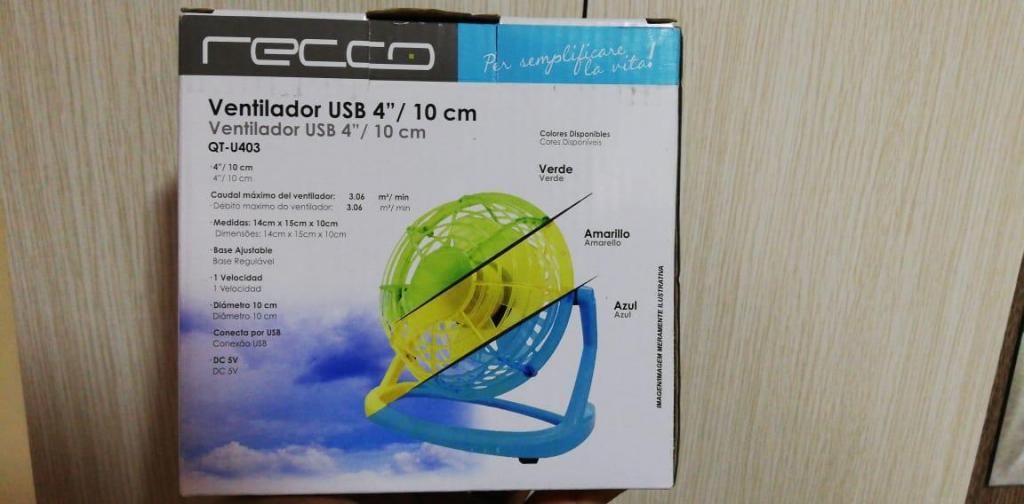 Mini Ventilador USB Recco - Color Amarillo