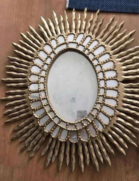 Espejo y Reloj Pan de Oro Madera Antiguedad