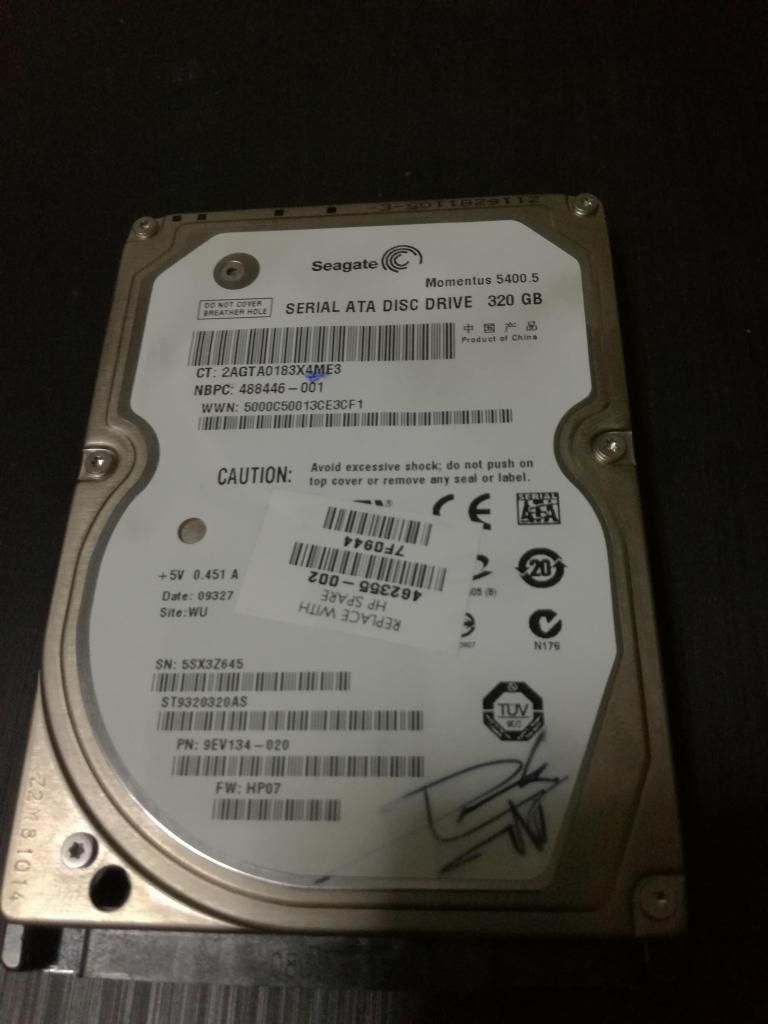 Disco duro de 320gb SEAGATE para laptop
