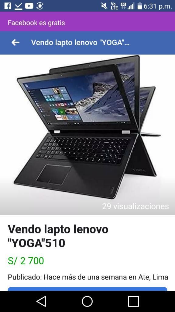Vendo Lapto Lenovo Yoga 510