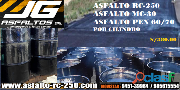 asfaltos de calidad en cilindro de 55 galones a buen precio