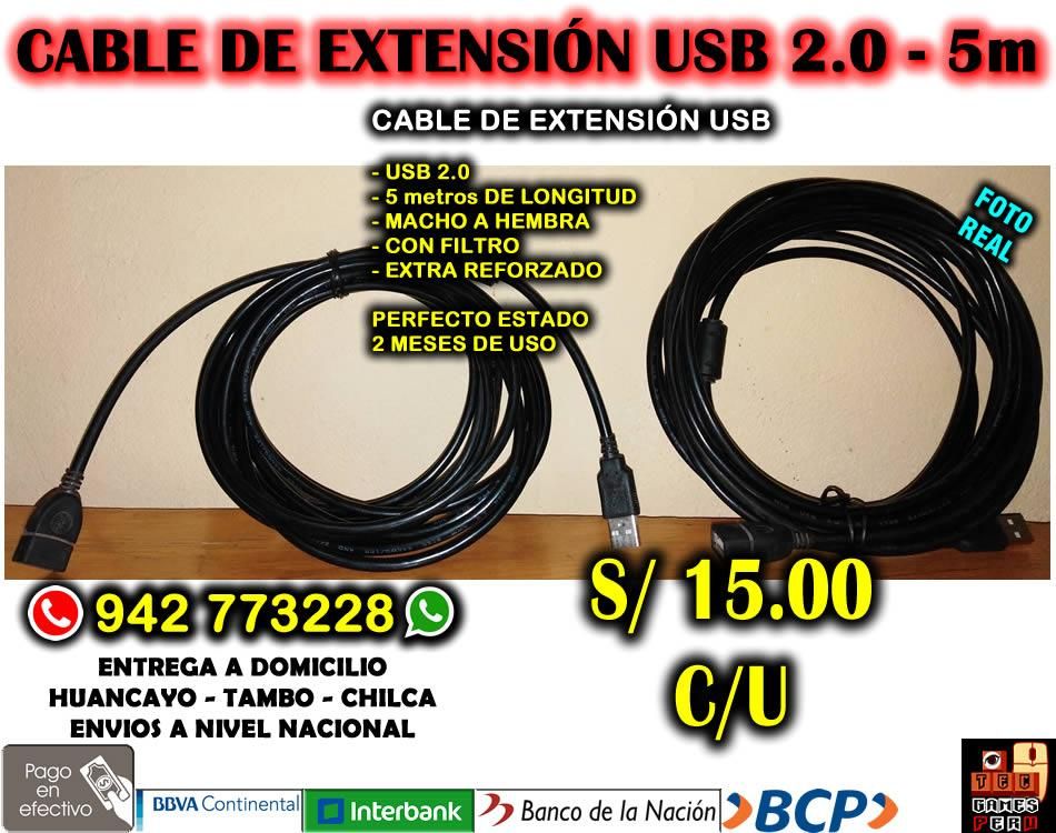 EXTENSIÓN CABLE USB 5 METROS