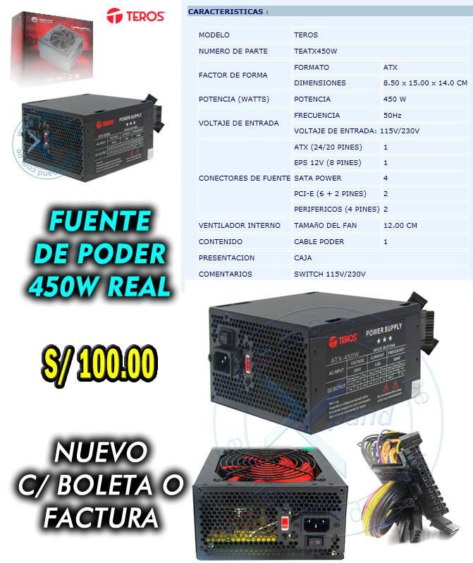 FUENTE DE PODER 450W REALES - Instalación gratiss!!!