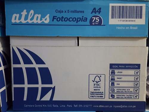 Caja De Papel Atlas 75 Gr. Para Fotocopias