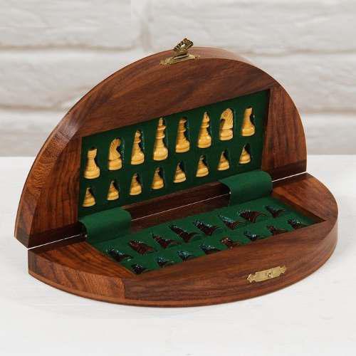 Ajedrez Imantado Tablero 23 Cm Figuras Madera Palisandro
