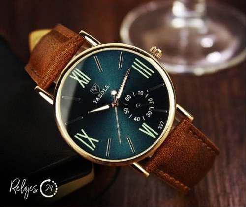 Reloj Focus Resistente Al Agua Correa De Cuero Honbre