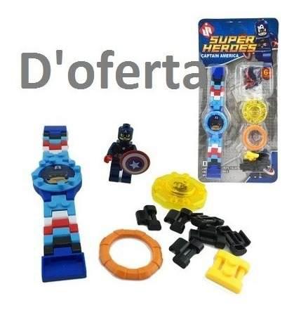 Reloj Niño Bloques Comp. Lego Hulk Ironman Batman Spiderman