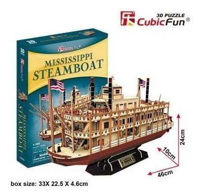 Rompecabezas 3d Barcos. Mississippi Steamboat. Cubic Fun