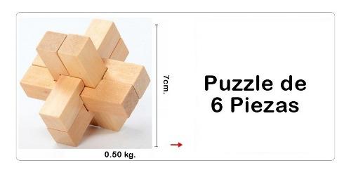 Rompecabezas - Puzzle De Madera 3d De 6 Piezas
