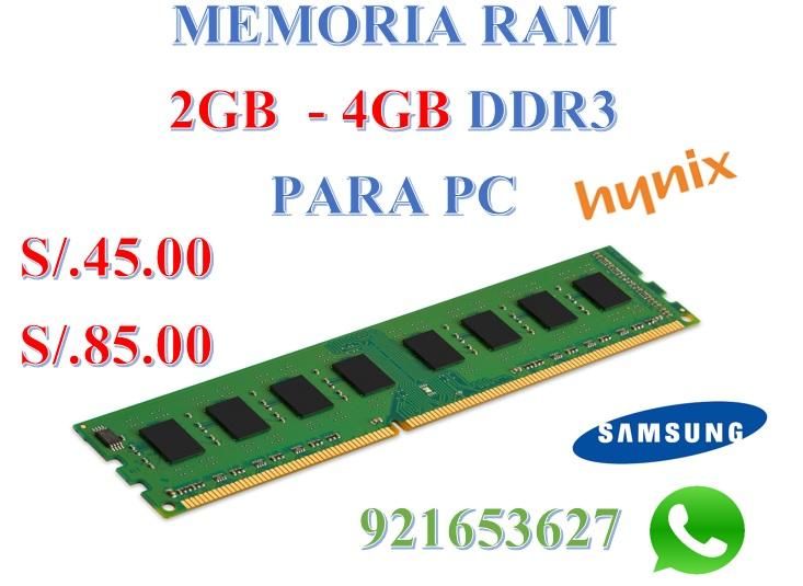 MEMORIA RAM PARA PC 2GB 4GB PRODUCTO CON GARANTIA