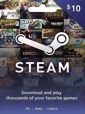 Steam Gift Card $10 Para Steam Valve Wallet