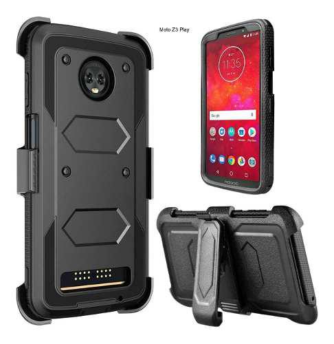 Case Moto Z3 Play E4 Plus Protector 360 Carcasa Usa + Gancho
