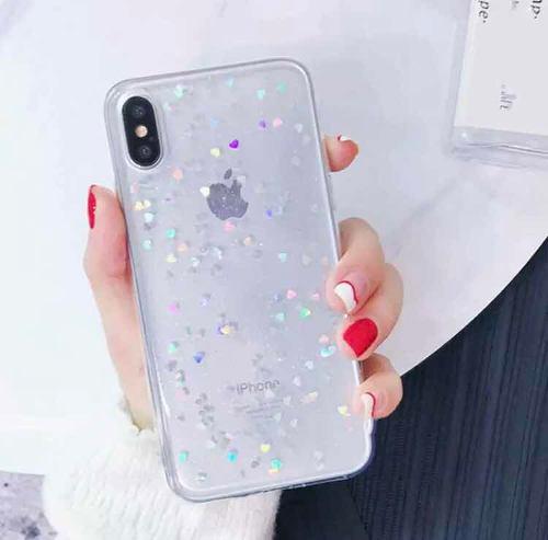 Case iPhone 7 8 Protector Carcasa Glitter Corazones