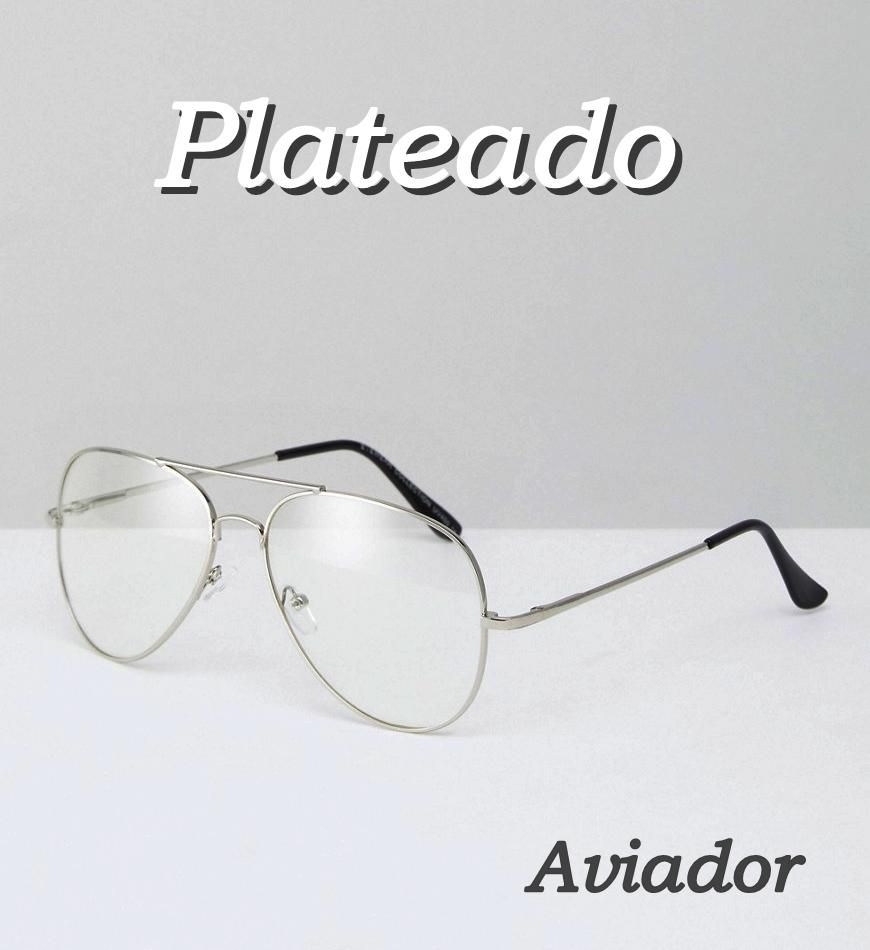 Lentes estilo Aviador Plateado con PUV 400