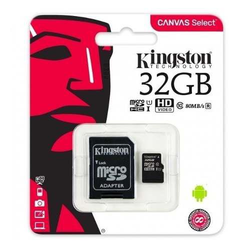 Memoria Kingston Micro Sd Hc De 32gb Clase 10 U1 Fhd