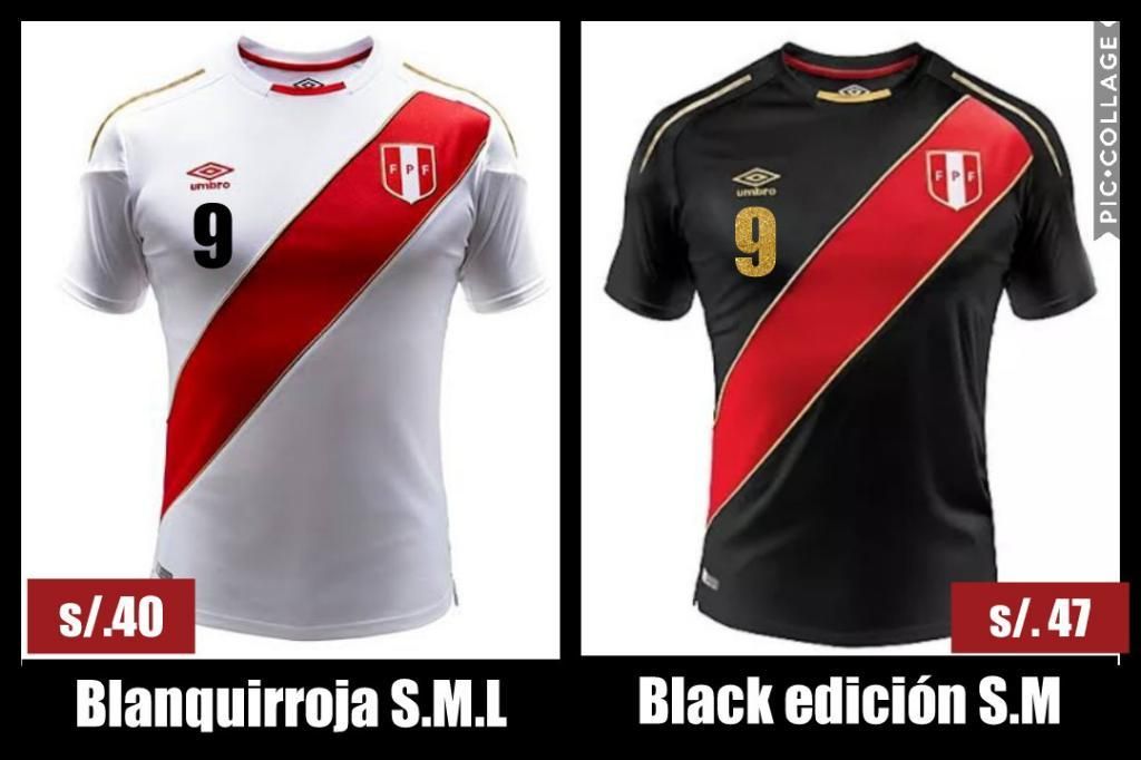 Perú Camiseta Negra Blanquirroja Nuevo
