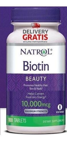Biotina Natrol 10.000mcg 100 Caps Sellado Usa