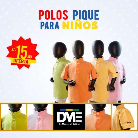 Polos pique para niño en todas las tallas en Lima