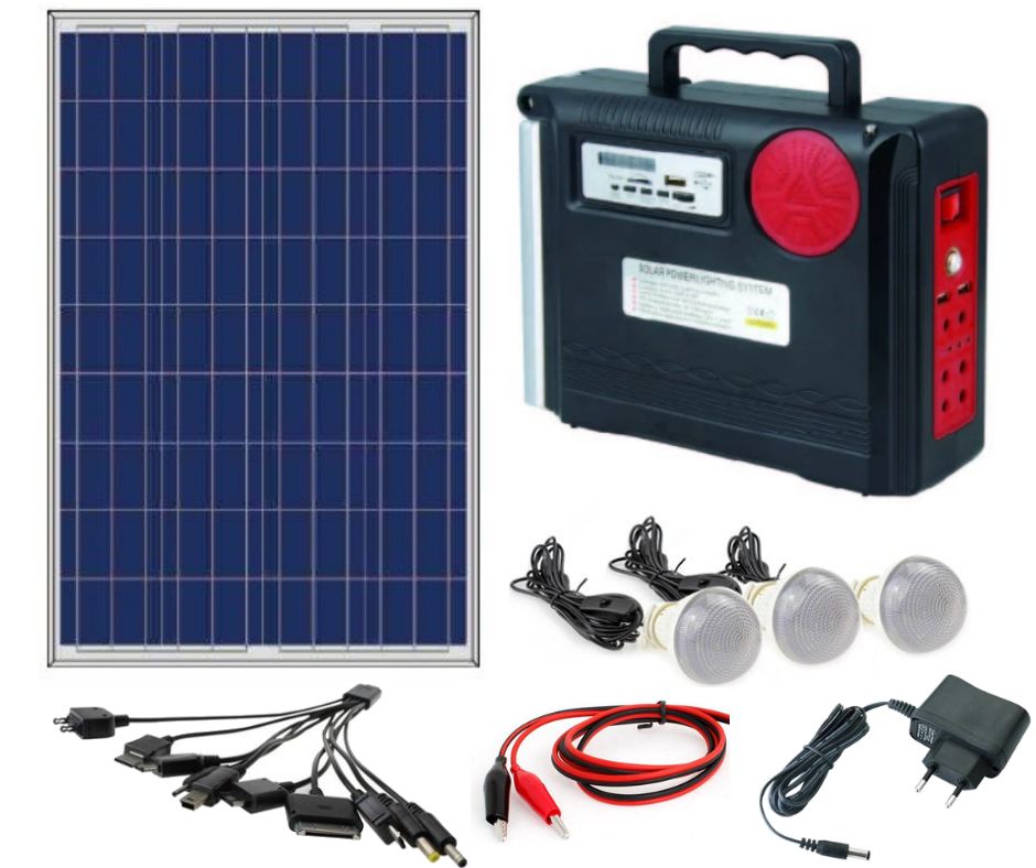 Kit Solar Portatil Panel  Radio fm/Usb/memoria 3 Focos