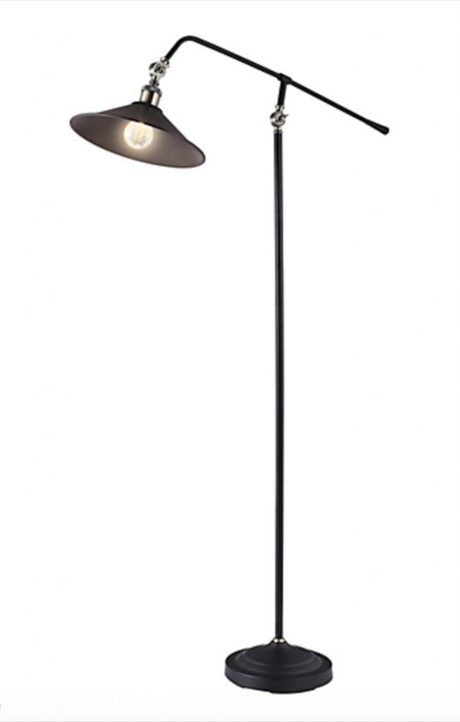 lámpara de pie industrial, metálica negra