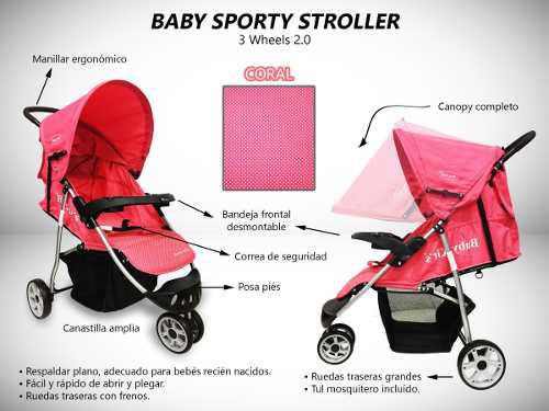 Coche Para Bebé Sporty 3 Ruedas Exclusivo Nuevo Caja