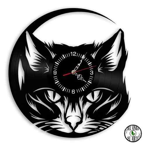 Gato Reloj De Pared Y Escritorio Disco Vinilo Animales