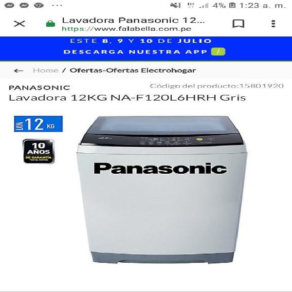 Lavadora Panasonic 12kg F120l6hrh Nuevo