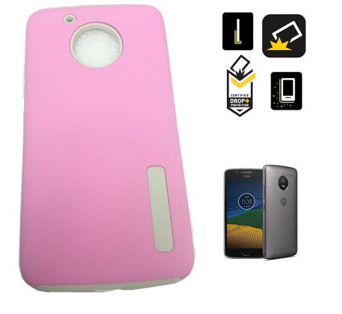 Moto G5 Funda Case Dual Armor Anti Golpes Estuche Rosado