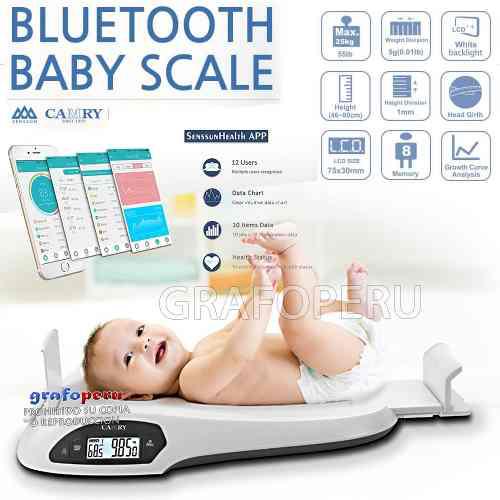 Balanza Digital Bebe Pediatrica Tallimetro Bluetooth