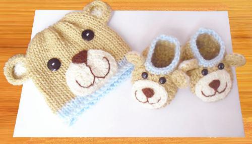 Bebe Crochet Conjunto Talla 0 A 3 Meses Osito Baby Shower